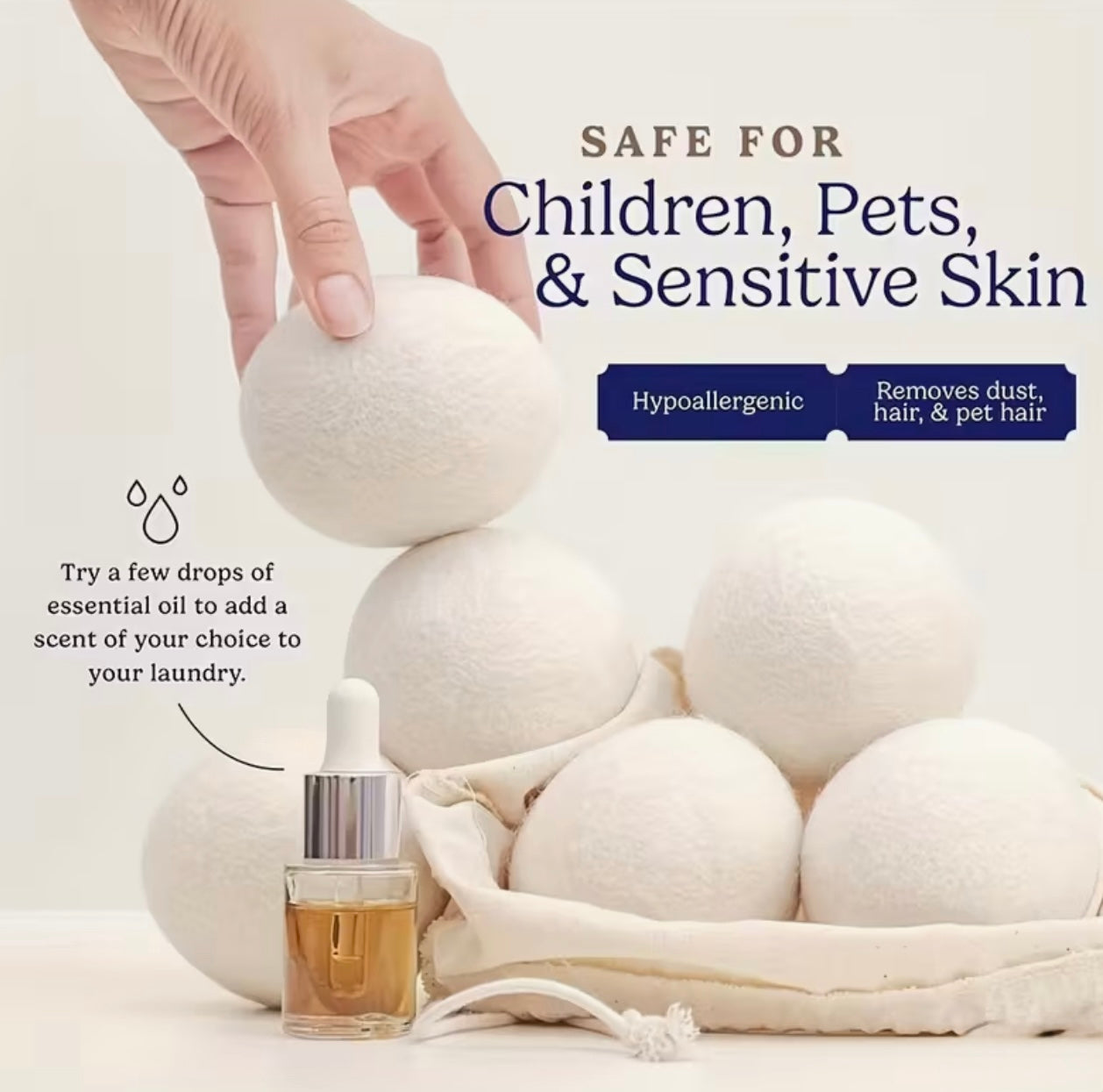6pk Hypoallergenic Wool Dryer Balls