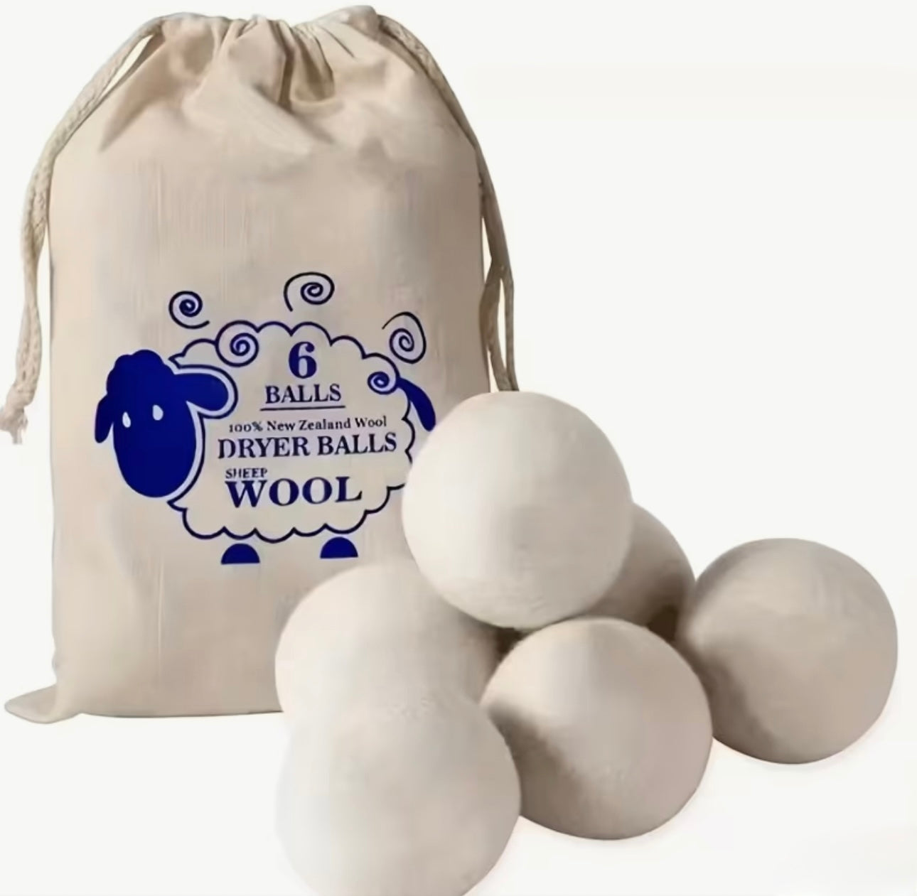 6pk Hypoallergenic Wool Dryer Balls