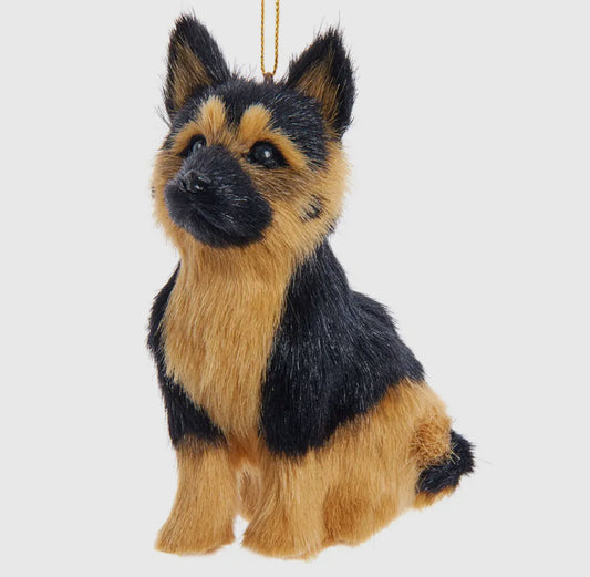 Fuzzy German Shepherd Puppy Ornament 4x3